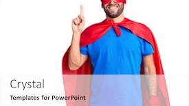  Presentation with super man - PPT theme enhanced with young-blond-man-wearing-super background and a white colored foreground