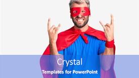  Presentation with super man - Slide set with young-blond-man-wearing-super background and a cobalt blue colored foreground