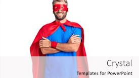  Presentation with super man - Presentation design featuring young-blond-man-wearing-super background and a white colored foreground