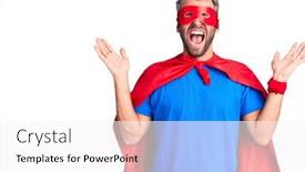  Presentation with super man - Cool new PPT layouts with young-blond-man-wearing-super backdrop and a white colored foreground