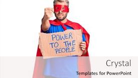  Presentation with super power - Amazing presentation design having young-blond-man-wearing-super backdrop and a sky blue colored foreground