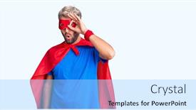  Presentation with super man - Cool new presentation theme with young-blond-man-wearing-super backdrop and a light blue colored foreground