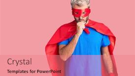  Presentation with super man - Audience pleasing slide set consisting of young-blond-man-wearing-super backdrop and a coral colored foreground