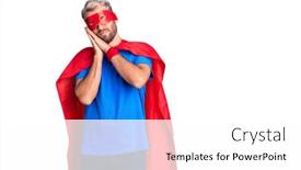  Presentation with super man - PPT layouts enhanced with young-blond-man-wearing-super background and a white colored foreground