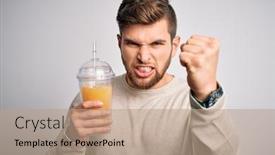  Presentation with blue orange - Beautiful theme featuring young-blond-man-with-beard backdrop and a coral colored foreground