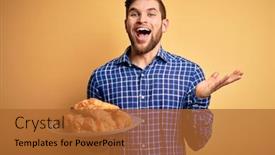  Presentation with blue eyes - Slides with young-blond-man-with-beard background and a red colored foreground