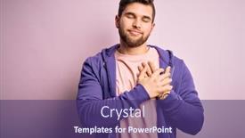  Presentation with blue pink - Colorful presentation theme enhanced with young-blond-man-with-beard backdrop and a violet colored foreground