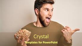  Presentation with blue eyes - Colorful slide set enhanced with young-blond-man-with-beard backdrop and a tawny brown colored foreground