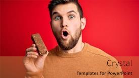  Presentation with protein bar - Amazing PPT layouts having young-blond-man-with-beard backdrop and a coral colored foreground