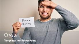  Presentation with news paper - PPT theme having young-blond-man-with-beard background and a gray colored foreground