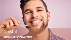  Presentation with blue pink - PPT layouts consisting of young-blond-man-with-beard background and a coral colored foreground