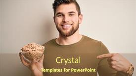  Presentation with blue eyes - PPT theme having young-blond-man-with-beard background and a tawny brown colored foreground