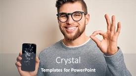  Presentation with blue eyes - PPT theme with young-blond-man-with-beard background and a gray colored foreground