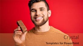  Presentation with protein bar - Slide set with young-blond-man-with-beard background and a coral colored foreground