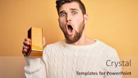  Presentation with blue gold - Theme enhanced with young-blond-man-with-beard background and a lemonade colored foreground