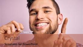  Presentation with blue pink - Cool new PPT theme with young-blond-man-with-beard backdrop and a red colored foreground