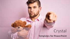  Presentation with pink blue - PPT layouts enhanced with young-blond-man-with-beard background and a lemonade colored foreground