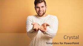  Presentation with blue yellow - Colorful PPT theme enhanced with young-blond-man-with-beard backdrop and a coral colored foreground