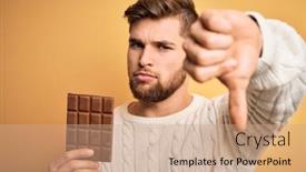  Presentation with blue yellow - Amazing presentation design having young-blond-man-with-beard backdrop and a coral colored foreground