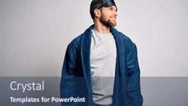  Presentation with pajama - Presentation enhanced with young-blond-man-with-beard background and a ocean colored foreground