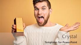  Presentation with gold man smile - Beautiful presentation featuring young-blond-man-with-beard backdrop and a lemonade colored foreground