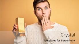  Presentation with blue gold - Audience pleasing presentation theme consisting of young-blond-man-with-beard backdrop and a lemonade colored foreground