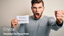  Presentation with news paper - PPT layouts featuring young-blond-man-with-beard background and a gray colored foreground