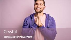  Presentation with pink blue - Presentation design enhanced with young-blond-man-with-beard background and a coral colored foreground