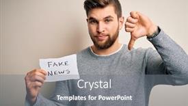  Presentation with news paper - PPT theme with young-blond-man-with-beard background and a gray colored foreground