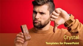  Presentation with protein bar - Beautiful presentation theme featuring young-blond-man-with-beard backdrop and a red colored foreground