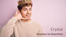  Presentation with king crown - Slide deck consisting of young-blond-man-with-curly background and a lemonade colored foreground