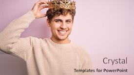  Presentation with curly hair - Beautiful PPT theme featuring young-blond-man-with-curly backdrop and a lemonade colored foreground