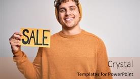  Presentation with poster - Amazing slides having young-blond-man-with-curly backdrop and a coral colored foreground