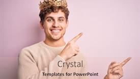  Presentation with king crown - PPT theme enhanced with young-blond-man-with-curly background and a lemonade colored foreground