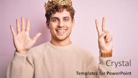  Presentation with king crown - PPT layouts featuring young-blond-man-with-curly background and a lemonade colored foreground