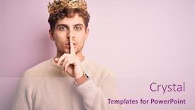  Presentation with king crown - Amazing presentation design having young-blond-man-with-curly backdrop and a lemonade colored foreground