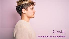  Presentation with king crown - Slides with young-blond-man-with-curly background and a lemonade colored foreground