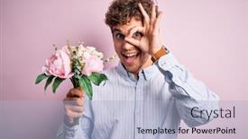  Presentation with curly hair - Audience pleasing slides consisting of young-blond-man-with-curly backdrop and a light blue colored foreground