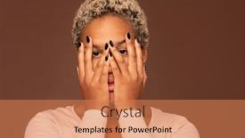  Presentation with isolation - PPT layouts consisting of young-blond-mixed-race-female background and a coral colored foreground