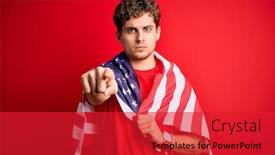  Presentation with patriotic usa - Amazing PPT theme having young-blond-patriotic-man backdrop and a red colored foreground