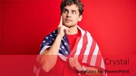  Presentation with patriotic usa - Presentation design consisting of young-blond-patriotic-man background and a red colored foreground