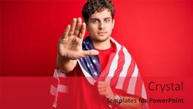 Presentation with patriotic usa - Beautiful slide deck featuring young-blond-patriotic-man backdrop and a red colored foreground