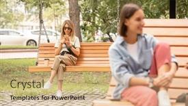  Presentation with scrolling - PPT layouts enhanced with young-blond-pretty-female background and a coral colored foreground