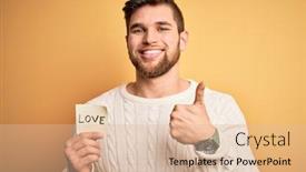  Presentation with romantic love - Beautiful PPT theme featuring young-blond-romantic-man backdrop and a lemonade colored foreground