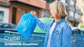  Presentation with waste - Amazing PPT theme having young-blond-scandinavian-man-throwing backdrop and a teal colored foreground