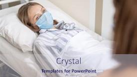  Presentation with hospital mask - PPT layouts with young-blond-sick-female background and a sky blue colored foreground