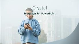  Presentation with scrolling - Slide deck with young-blond-sportswoman-in-white background and a sky blue colored foreground