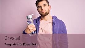  Presentation with sport blue - Beautiful presentation theme featuring young-blond-sporty-man backdrop and a coral colored foreground