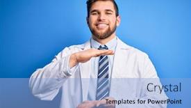  Presentation with blue eyes - Theme consisting of young-blond-therapist-man background and a light blue colored foreground