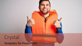  Presentation with blue eyes - Colorful PPT layouts enhanced with young-blond-tourist-man backdrop and a red colored foreground